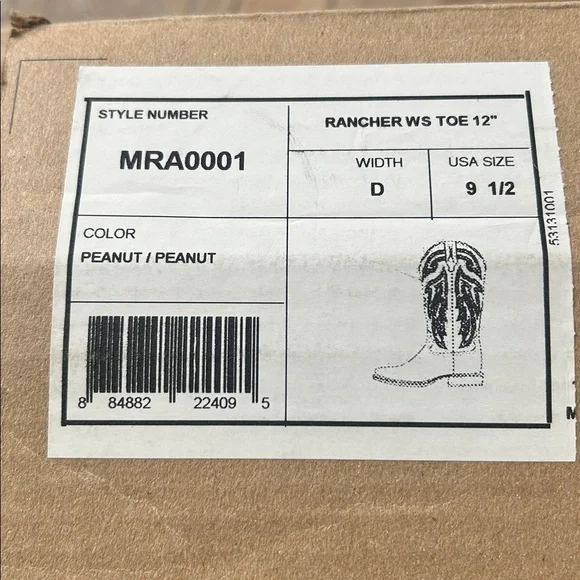 NWT-TwistedX-Men's Brown Wide Square Toe Rancher Western Boots-MRA001-9.5D